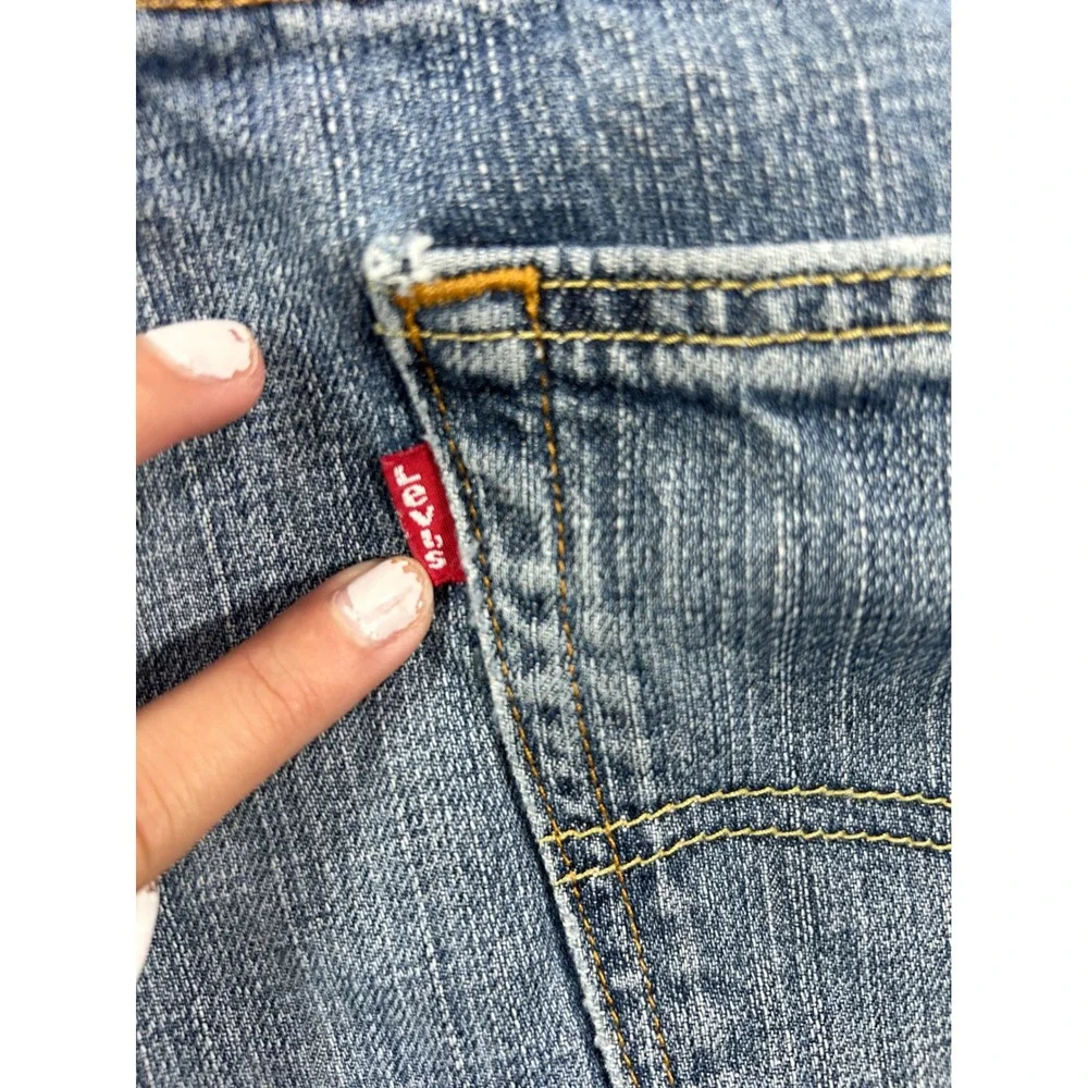 Levis 505 Regular Fit Straight Leg Blue Jeans Mens W40 L32 Distressed